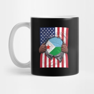 Djibouti Flag American Flag Ripped - Gift for Djiboutian From Djibouti Mug